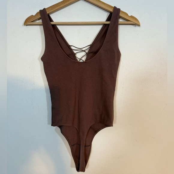 Wilfred Free Brown Lace-Up Bodysuit – Size XS - Picture 5 of 5